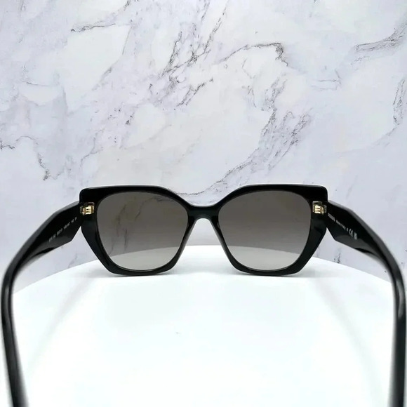 PRADA Sunglasses Symbole Gold Logo Black Authentic Square Cat Eye Oversized - Picture 13 of 16